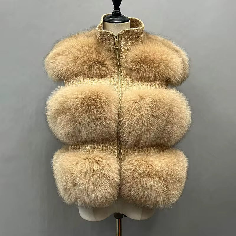 Tweed Fox Fur Gilet