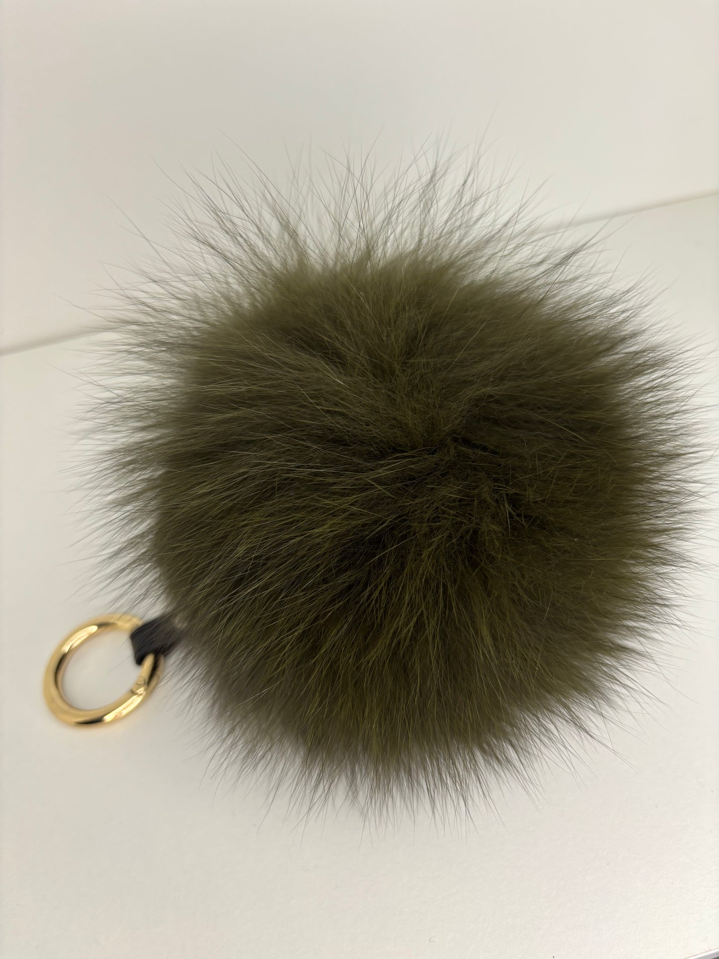 Army Green Fox Fur Keyring