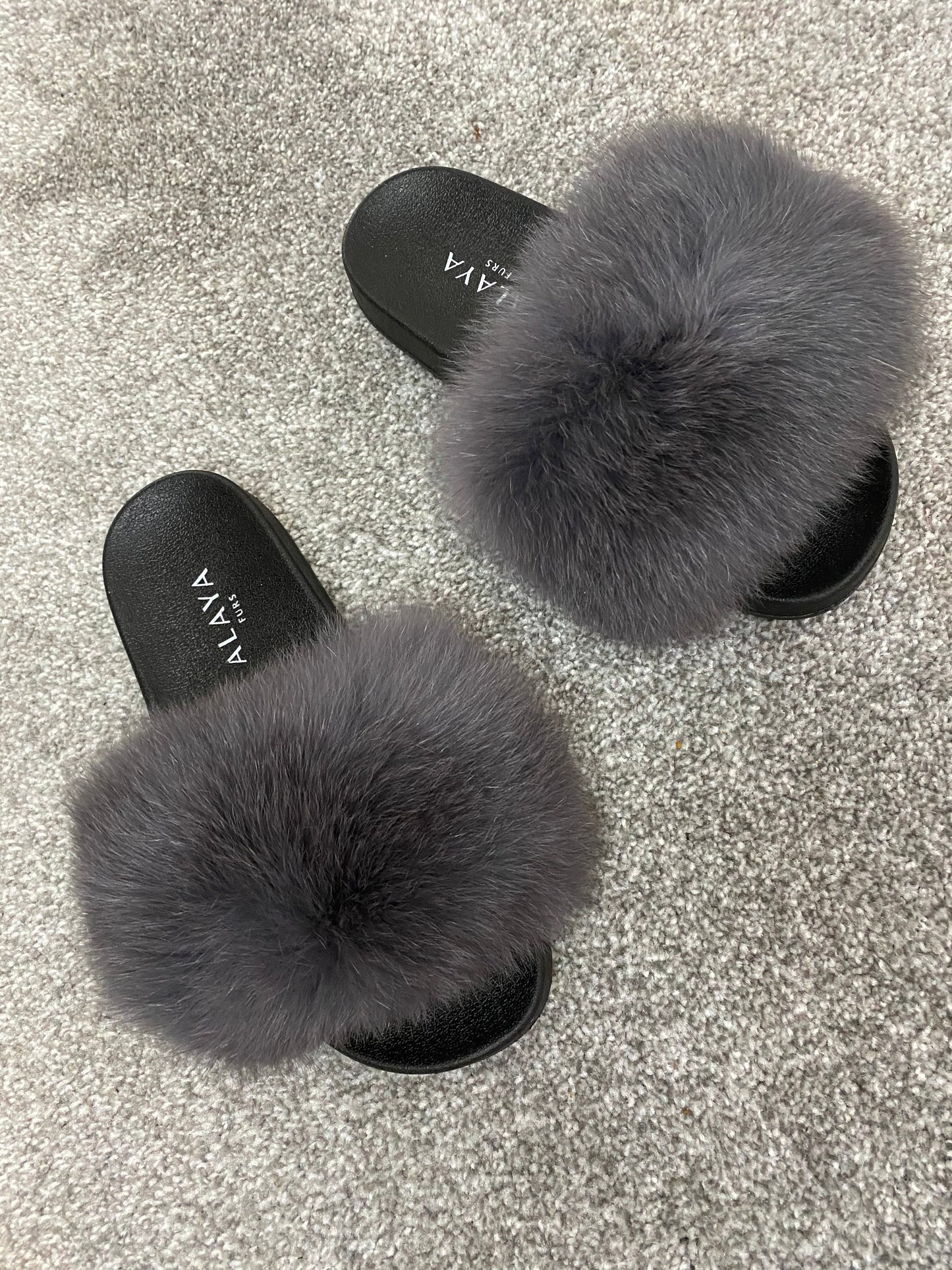 Iron Grey Fur Sliders