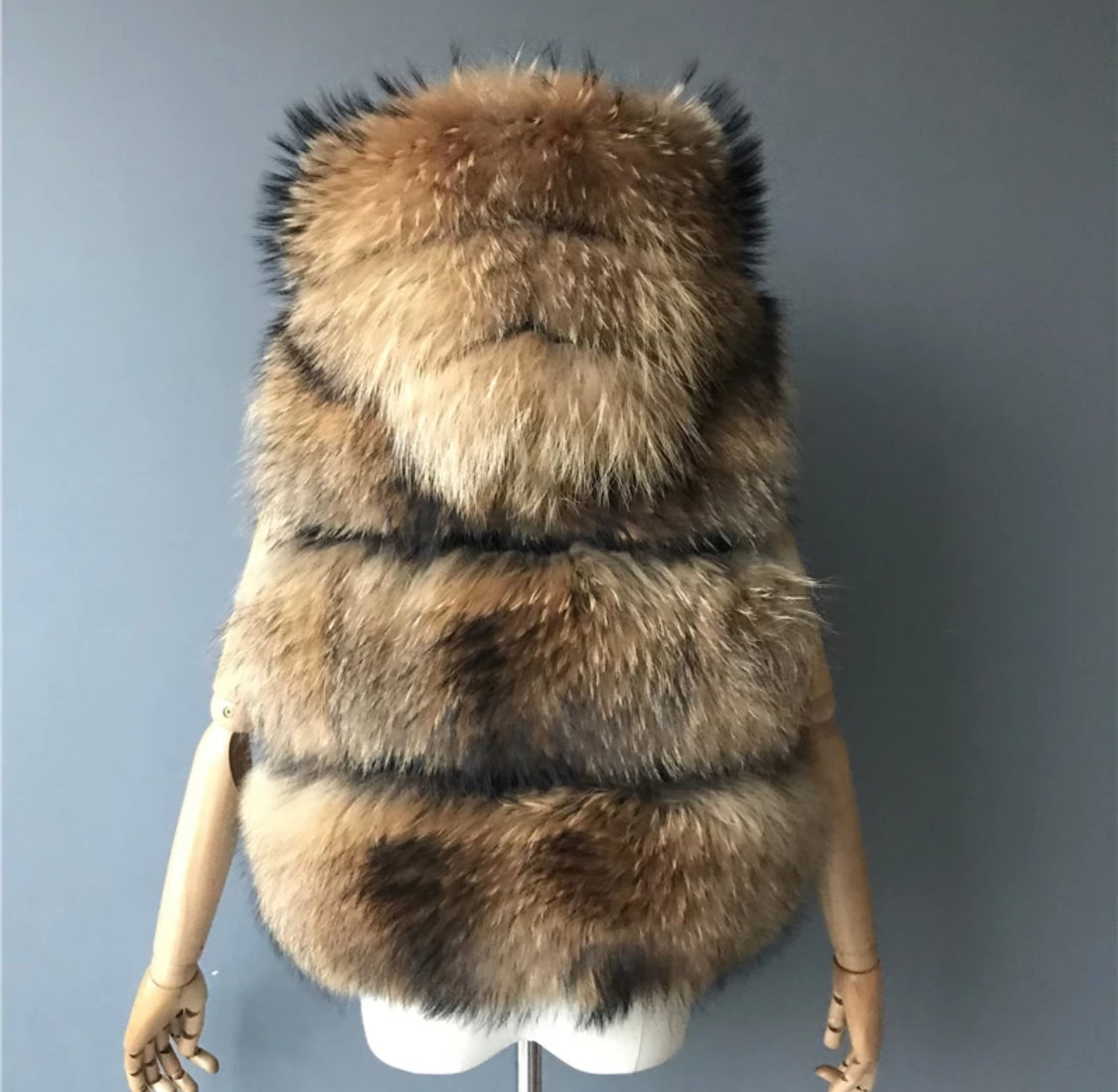 3 Row Fur Hooded Gilet