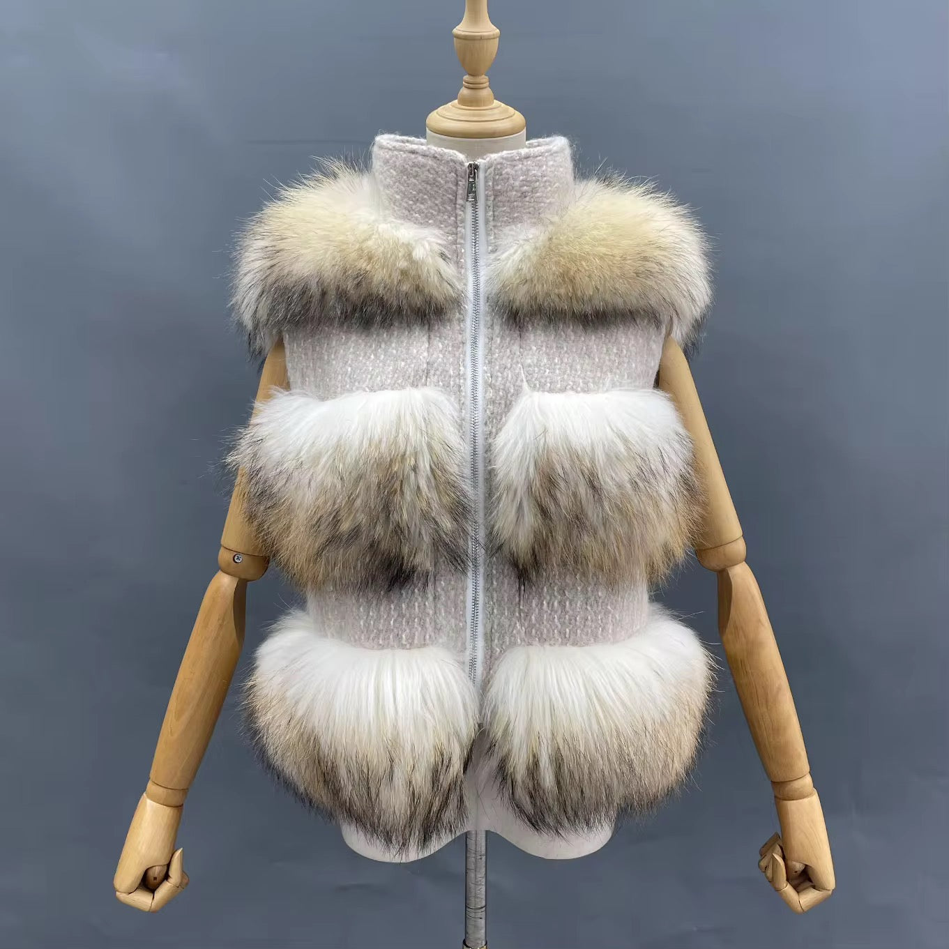 Knitted Raccoon Fur Gilet