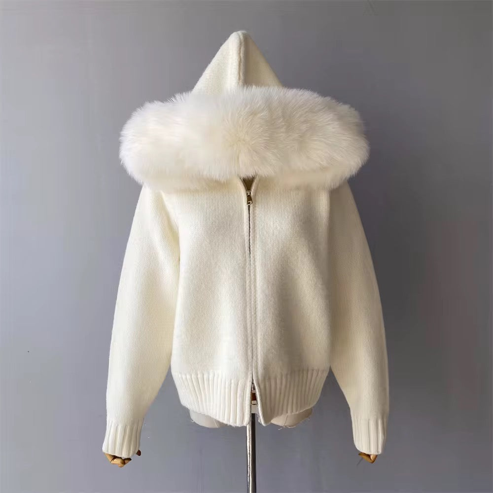Fox Fur Knitted Cardigan