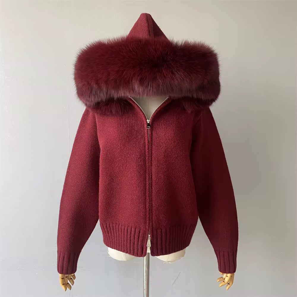 Fox Fur Knitted Cardigan
