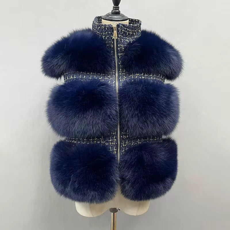Tweed Fox Fur Gilet