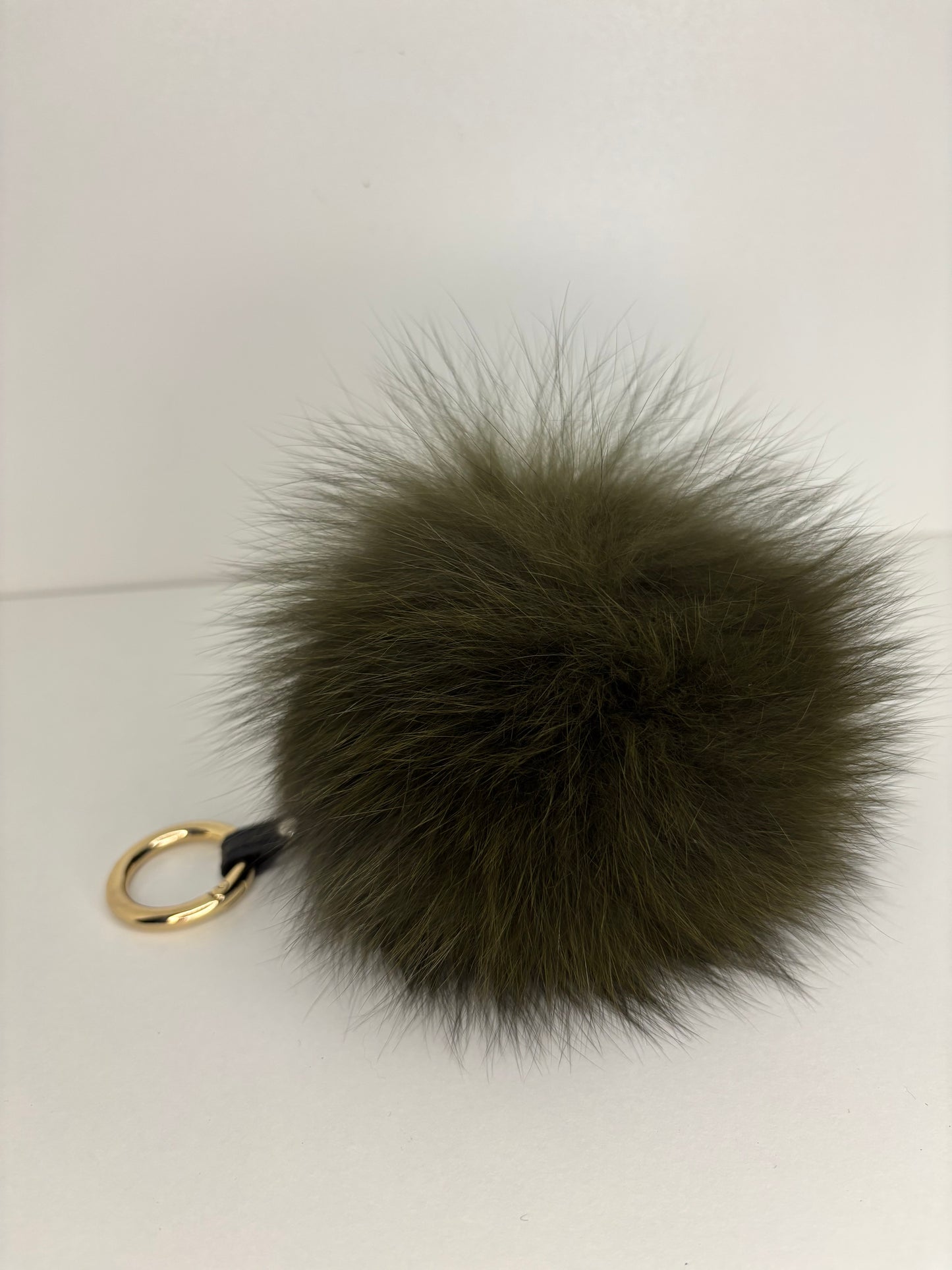 Army Green Fox Fur Keyring