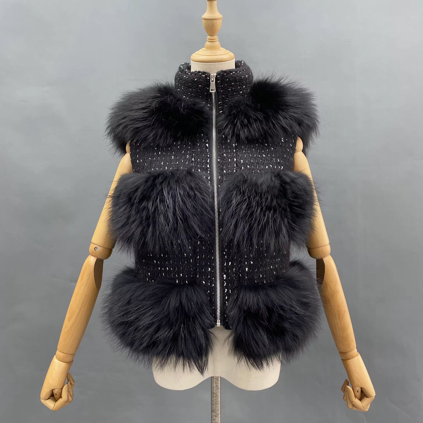 Knitted Raccoon Fur Gilet