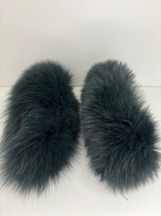 Dark Green Fox Fur Cuffs