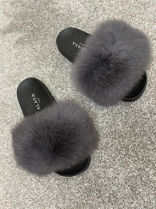 Iron Grey Fur Sliders