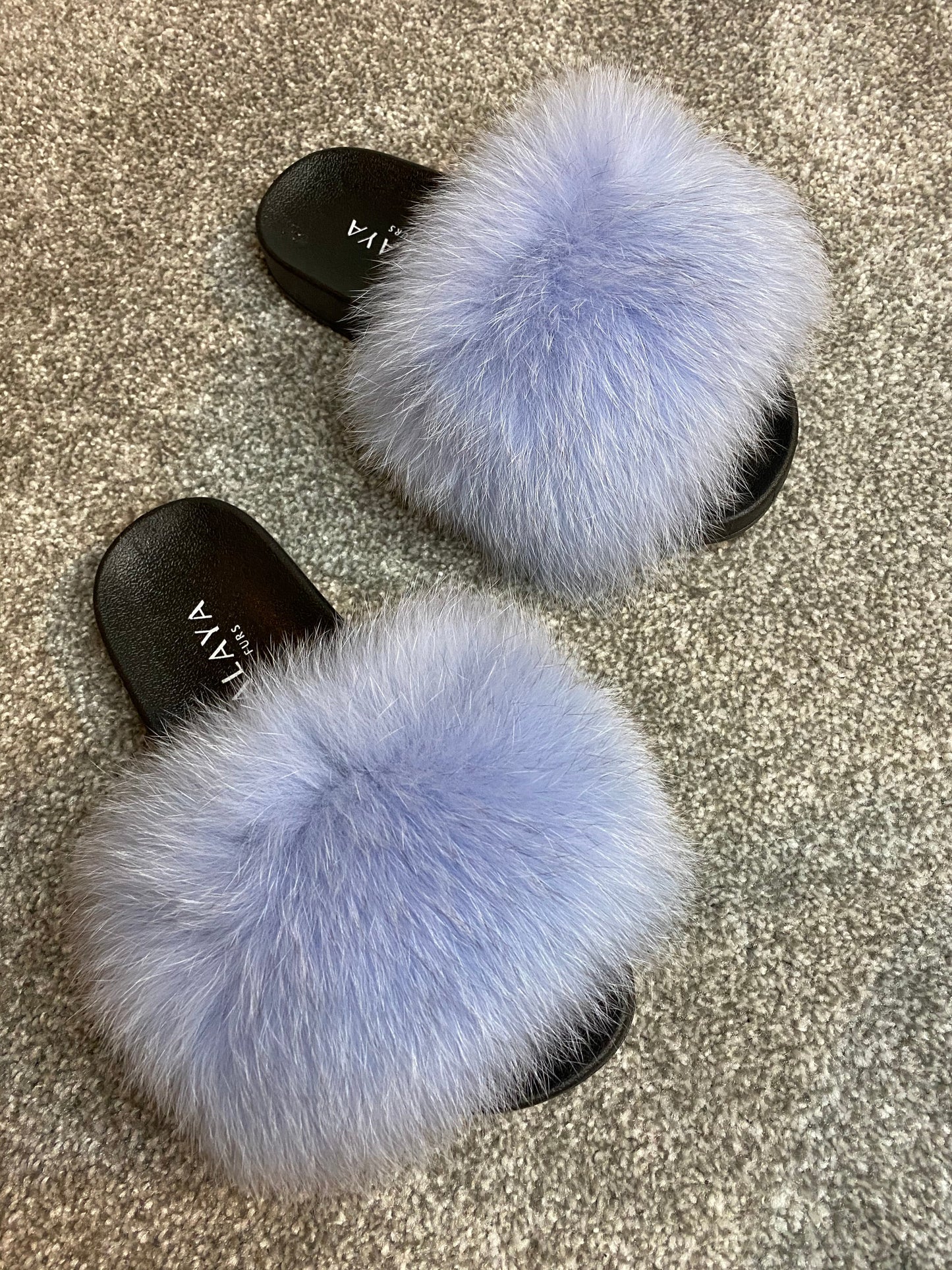 Sky Blue Fur Sliders