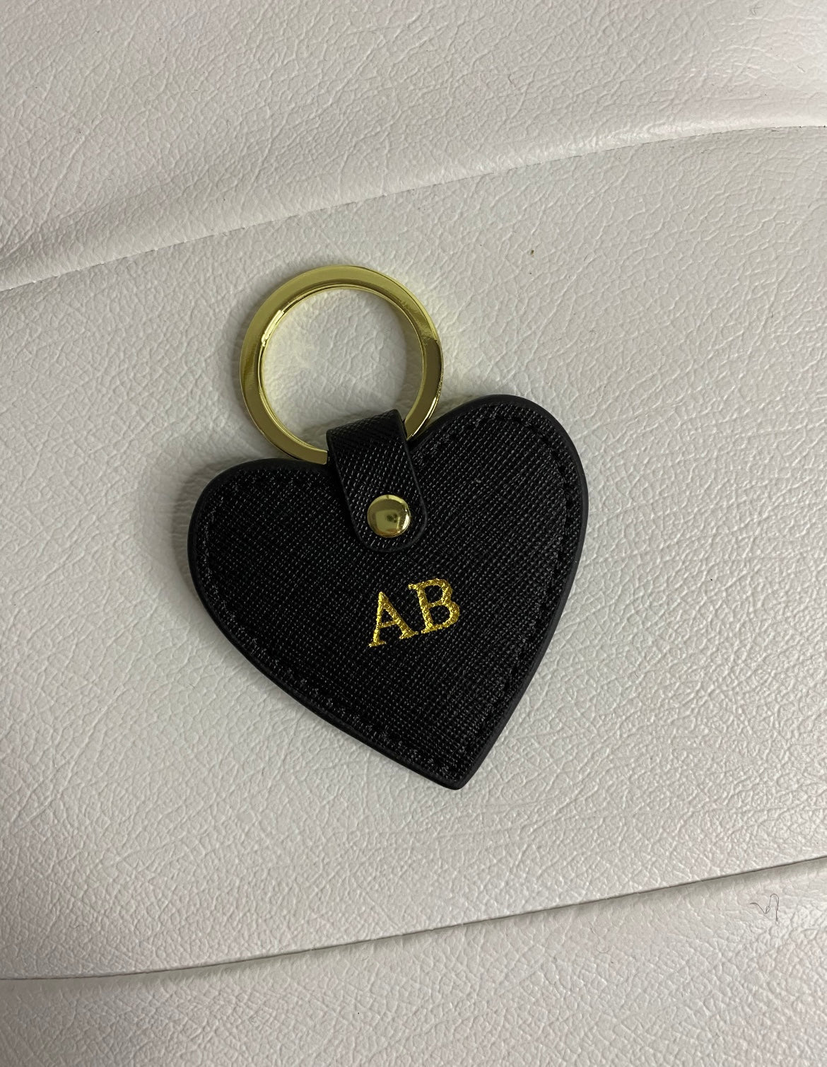 Personalised Leather Heart Keyring