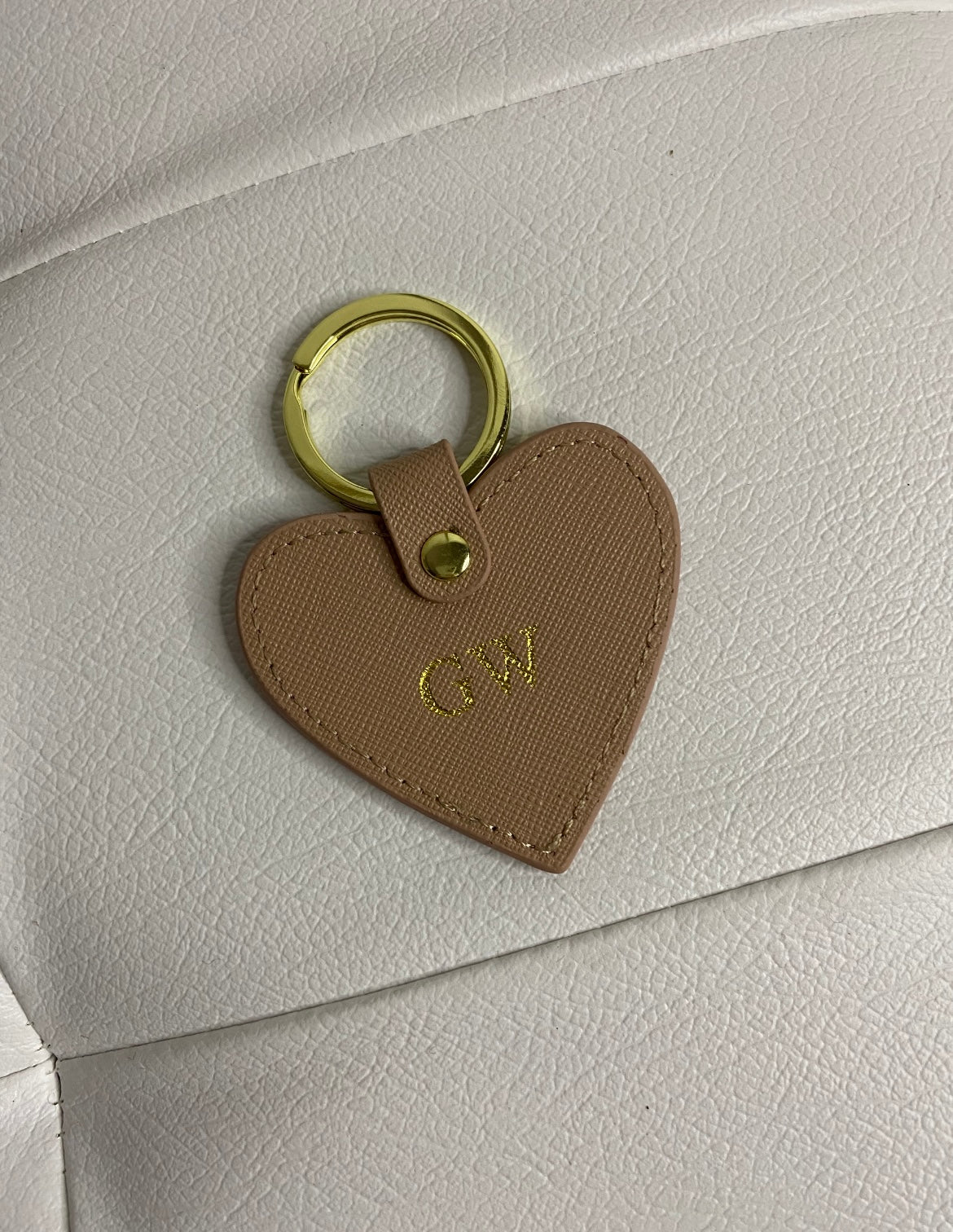 Personalised Leather Heart Keyring