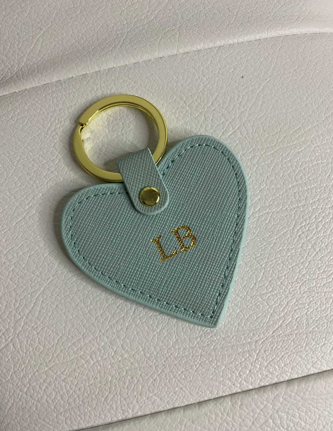 Personalised Leather Heart Keyring