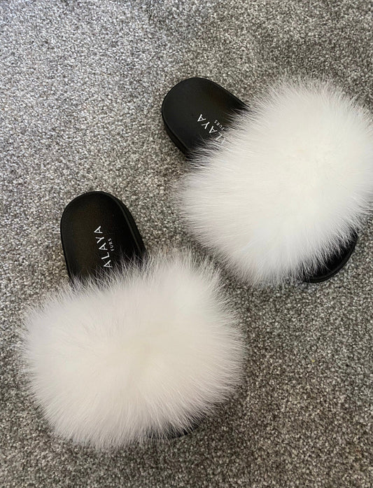 Pure White Fur Sliders